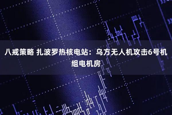 八戒策略 扎波罗热核电站：乌方无人机攻击6号机组电机房